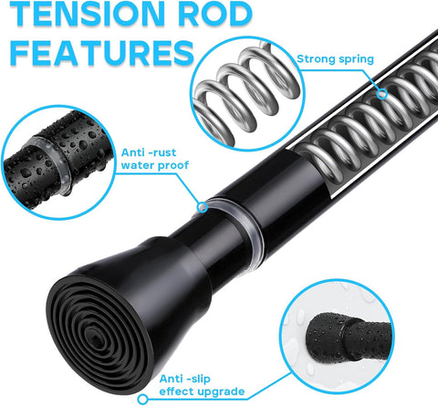 MEXAU Tension Curtain Rod for Windows 16 to 26 Inch, Black