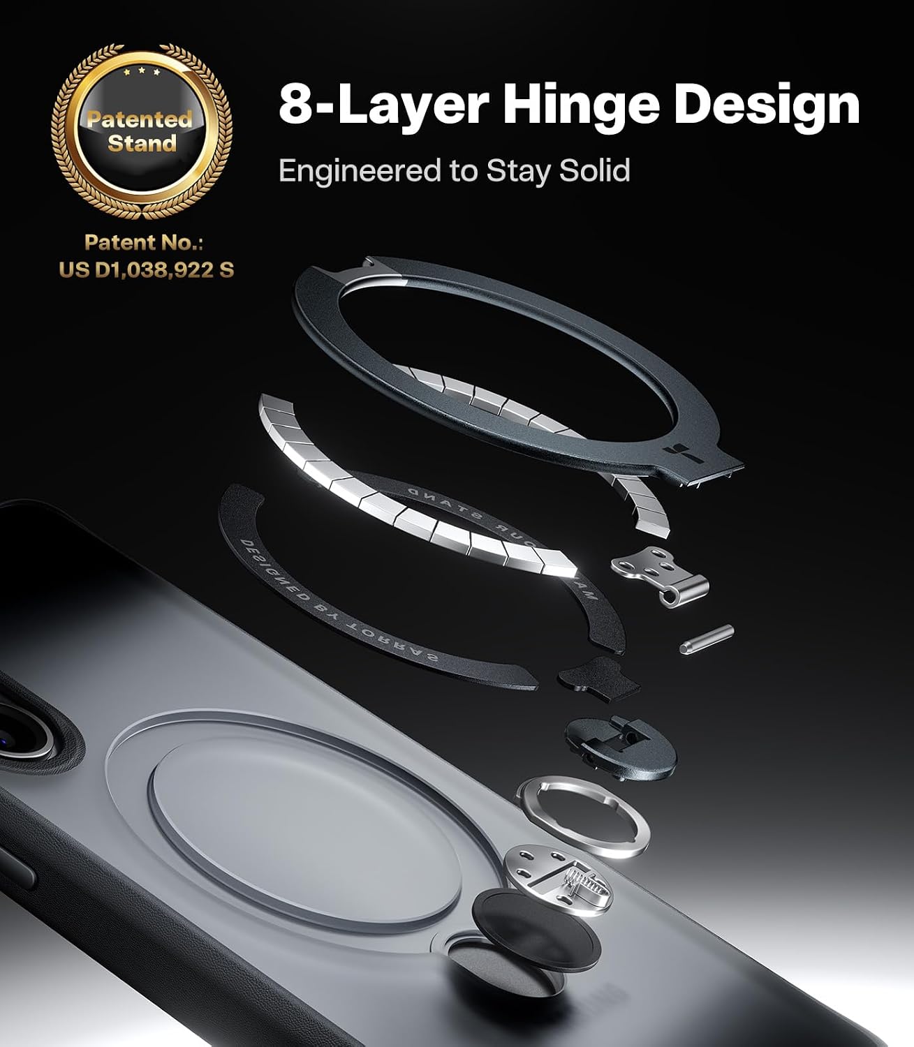 TORRAS Q3 Spin for Samsung Galaxy S26 Case, 360 Magnetic Stand, Black