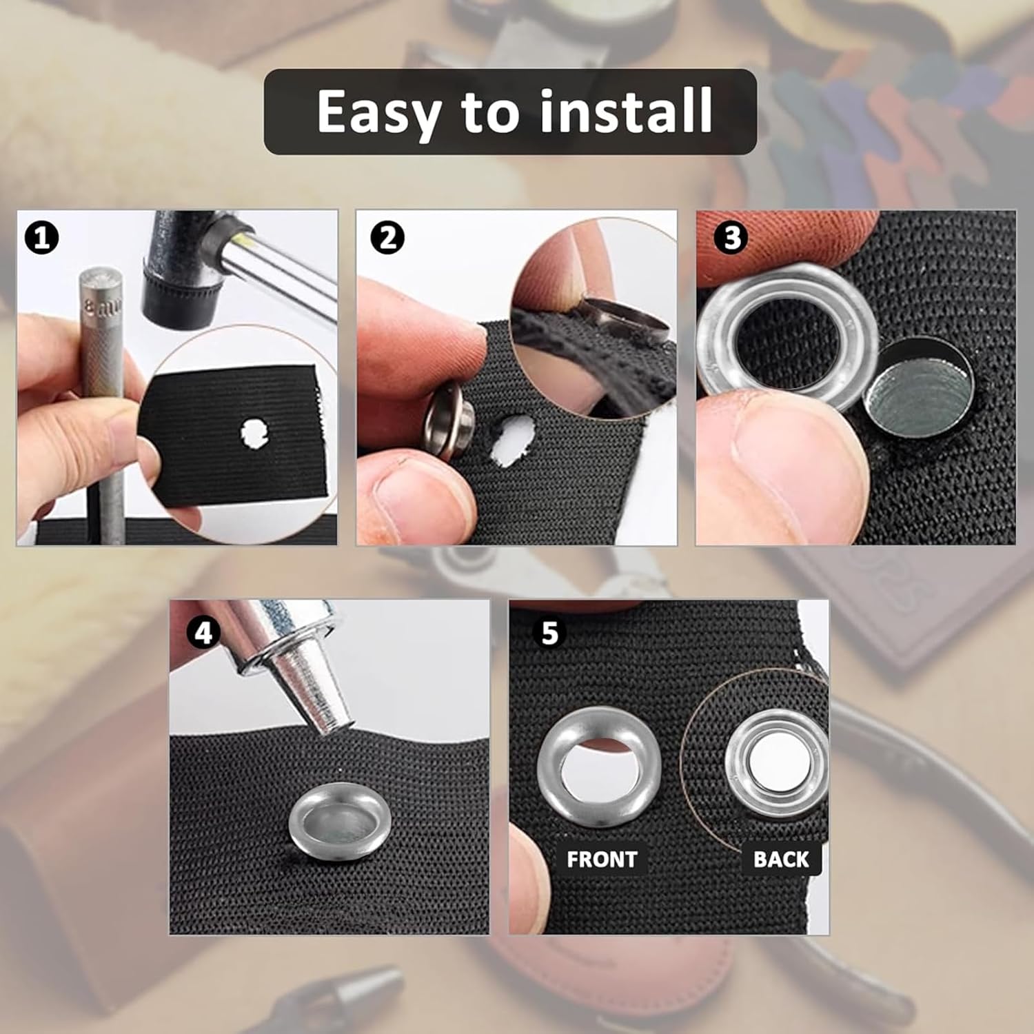 Litoexpe 800 Pcs 2mm Tiny Grommets Eyelets, Metal Grommet Kit Hole