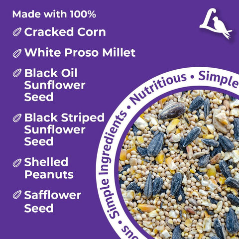 Lyric Wild Bird Mix - Includes Corn, Nuts, and Wild Bird Seed for Outside Feeders, Attracts Doves, Jays and Many More, 40 lb Bag