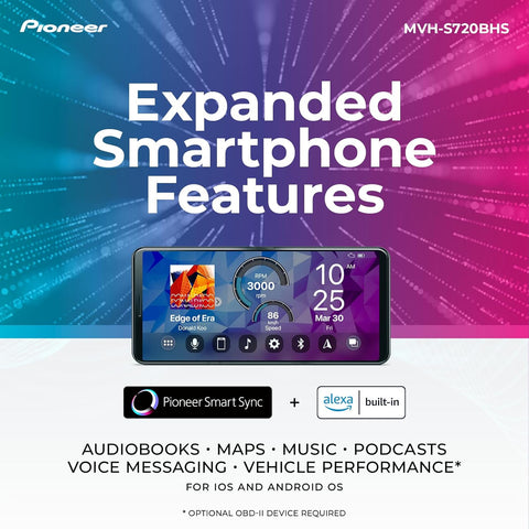 Pioneer MVH-S720BHS 1-Din Car Stereo with Bluetooth, USB, HD Radio
