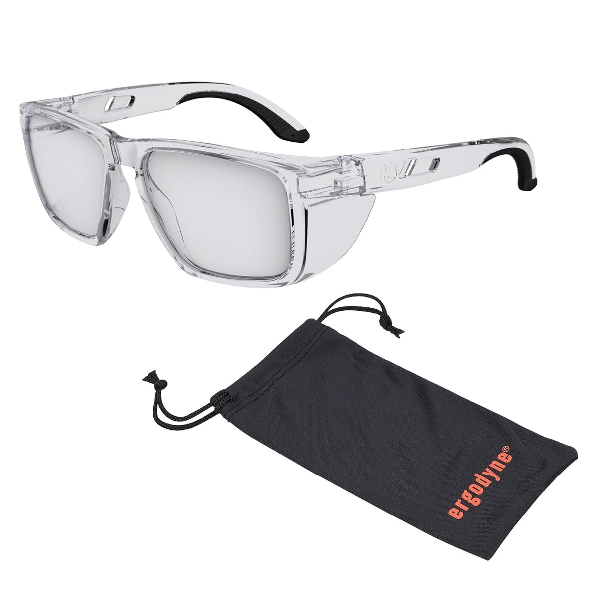 Ergodyne Skullerz SIXTEN Safety Glasses with Side Shields, Anti Fog + Anti Scratch, ANSI z87.1 with Protective Microfiber Bag