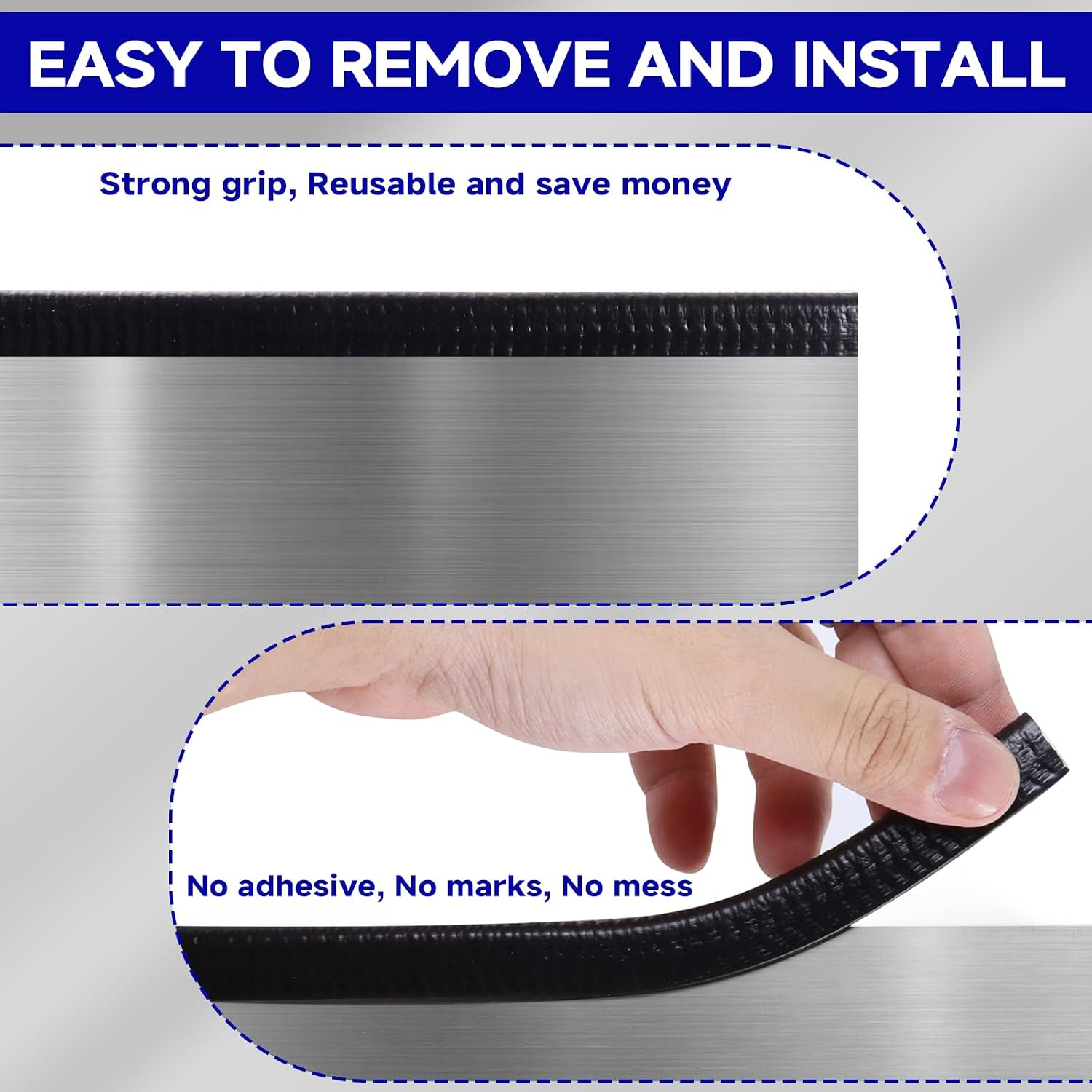 Rubber Edge Trim, U Channel Edge Trim with Metal Clips Edge Guard Protector, PVC Rubber Seal Strip for Sheet Metal, Car Doors, Hatches, Table Corners, Fit 3/64" to 1/4"(1.2mm-6.4mm), 32Ft, Black