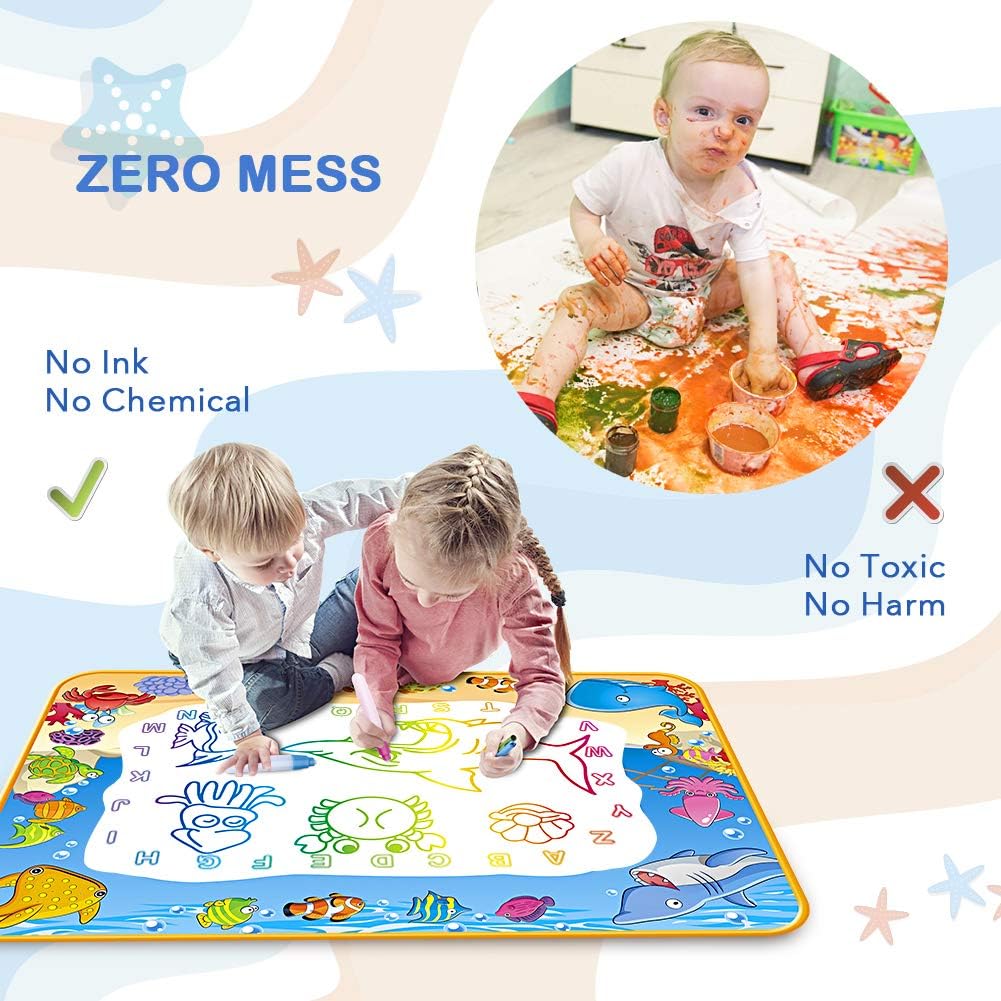 Water Doodle Mat - Kids Color Painting Toy, Gift Set for Toddlers 2-7
