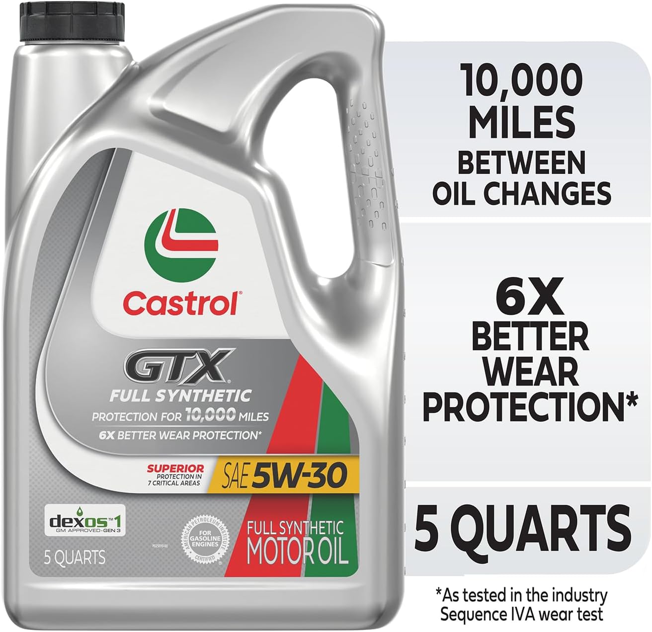 Castrol GTX Full Synthetic 5W-30 Motor Oil, 5 Quarts, Pack of 3