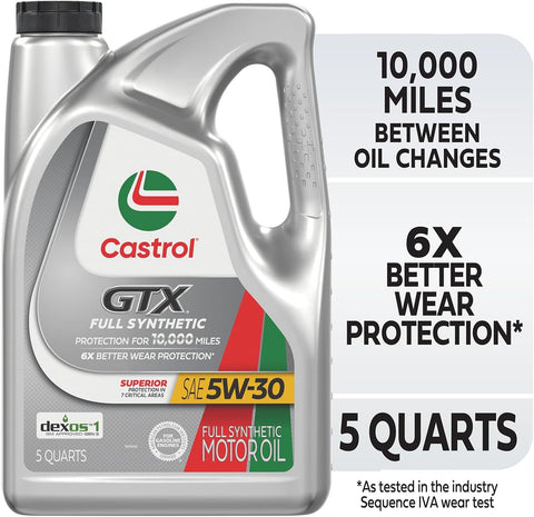 Castrol GTX Full Synthetic 5W-30 Motor Oil, 5 Quarts, Pack of 3