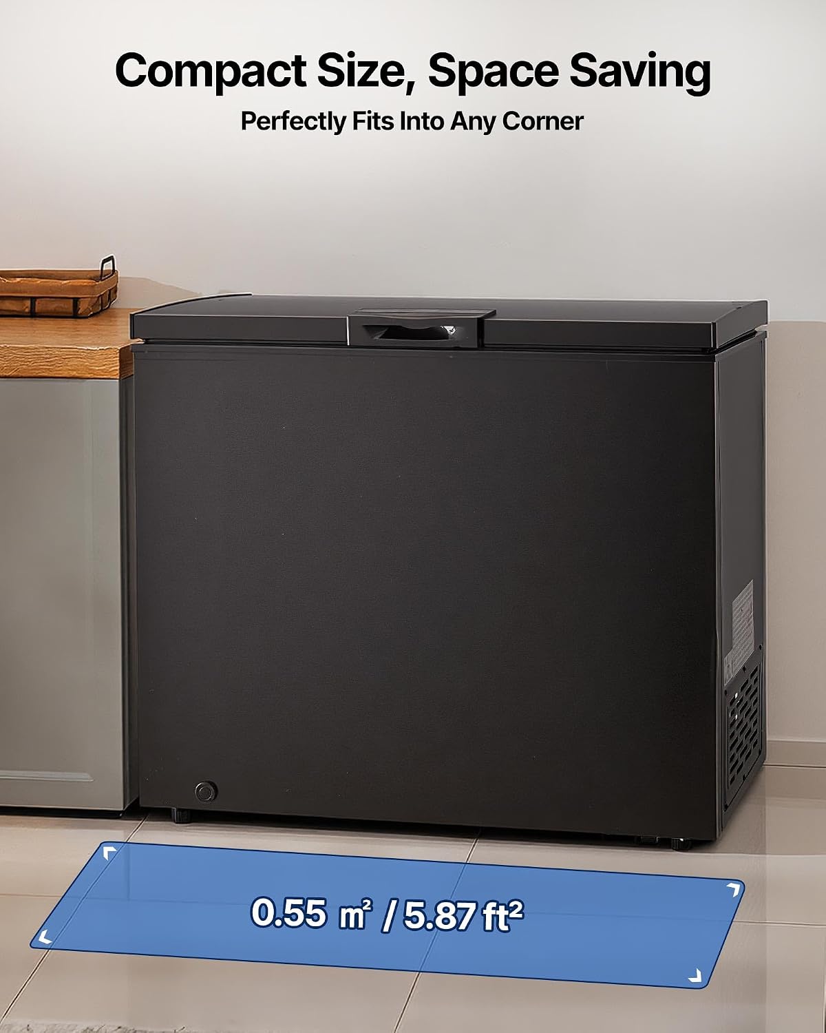 VEVOR Chest Freezer, 6.7 Cu.ft Compact Deep Freezer, Free Standing Top Open Door Chest Freezers with 2 Removable Baskets & Adjustable Thermostat - Energy Saving, Low Noise & Garage Ready, Black