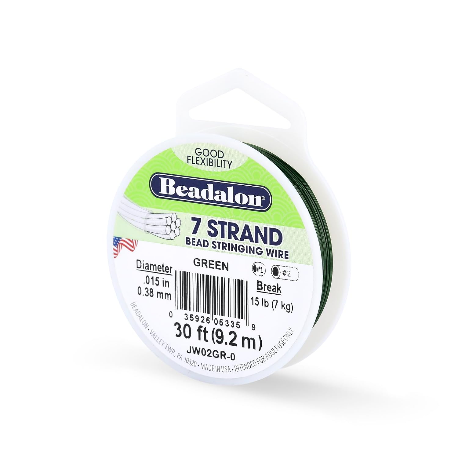 Beadalon 7-Strand Stainless Steel Beading Wire, .015 in / 0.38 mm - Black
