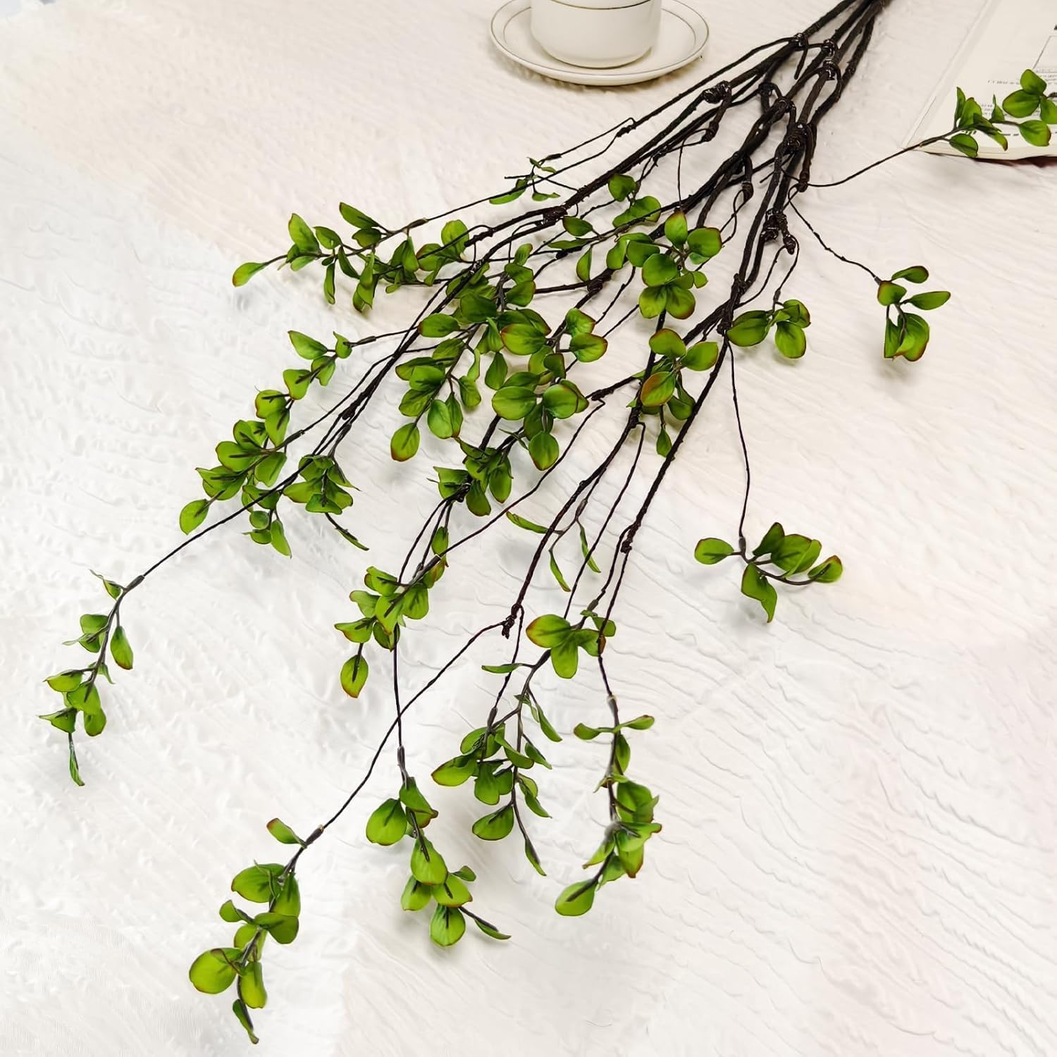 6 Pcs Artificial Ficus Branches Faux Eucalyptus Stems, 47.2 Inch Fake Greenery Stems Artificial Plants for Vase Filler Decoration, Fake Leaves Branches Centerpieces Decor.