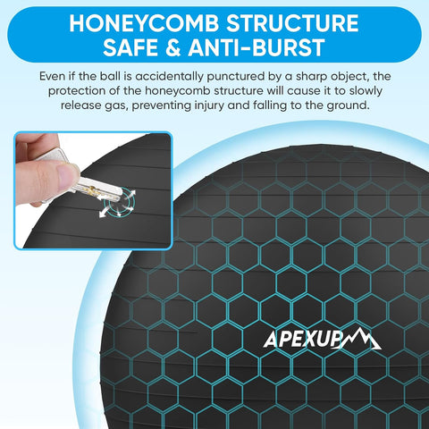 APEXUP Yoga Ball, 660 lbs Anti-Burst Exercise Ball with Pump, 5 Sizes