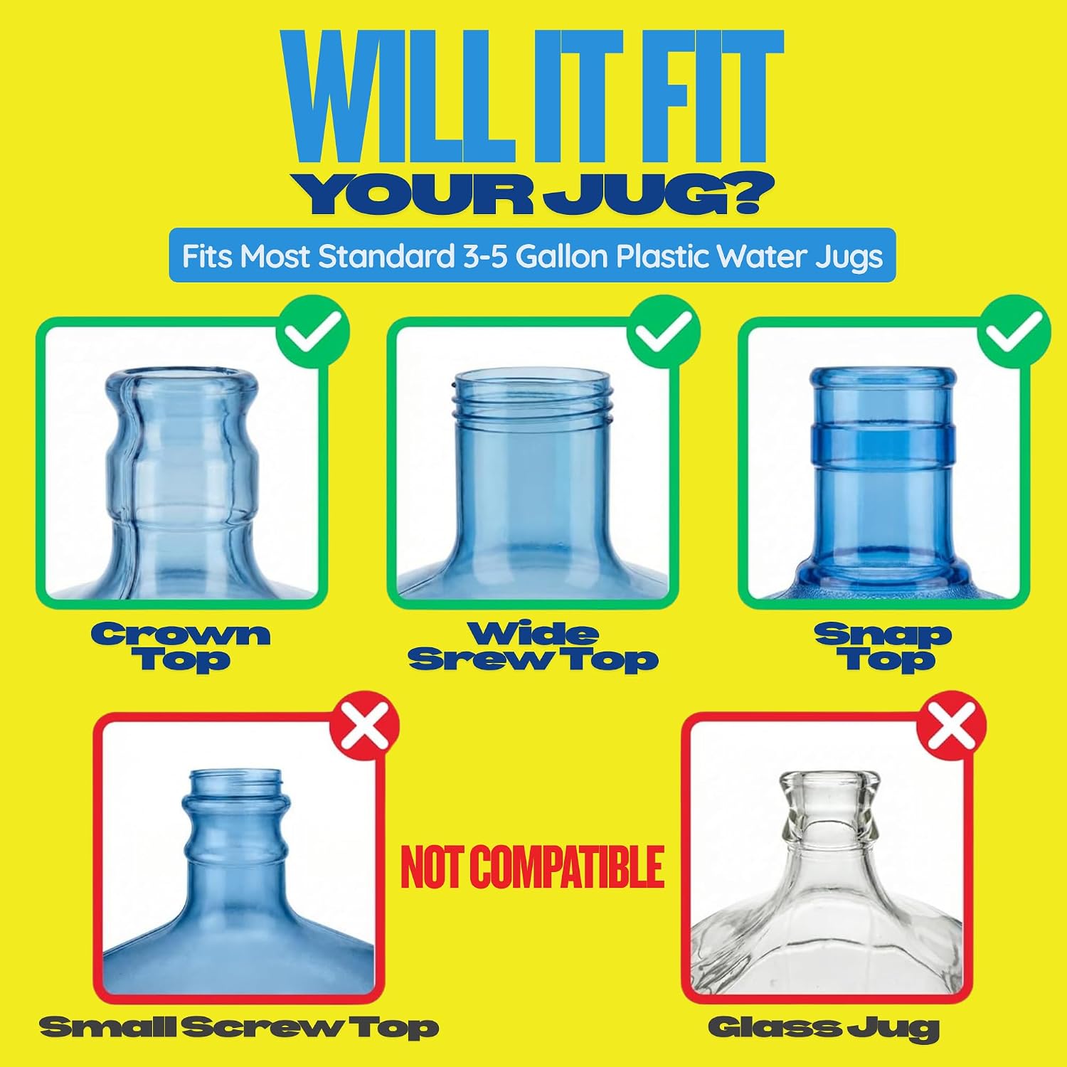 Jug Plug 5 Gallon Water Jug Cap, No Spill Reusable Silicone Lid 5 Gal Jugs