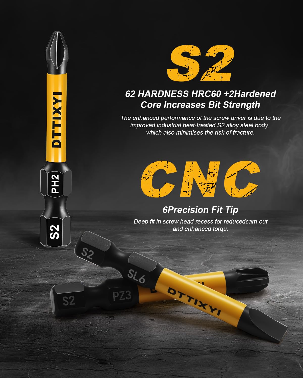 Magnetic Screwdriver Bit Set, 10 PCS, 2 in, 1/4 in Hex, PH/PZ/SL