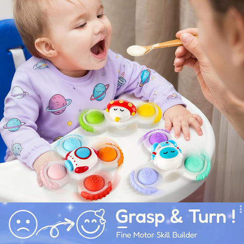 ALASOU Pop Suction Cup Spinner Airplane Travel Toys for 1 Year Old Boy Girl