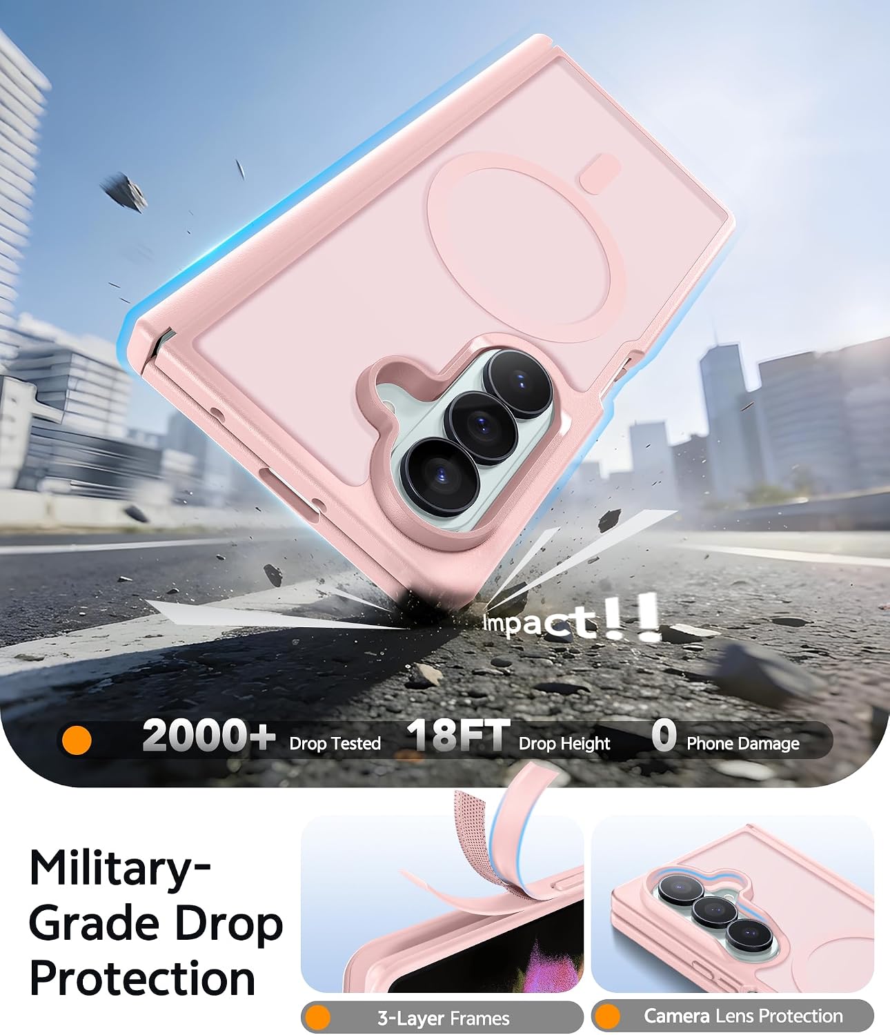 FNTCASE for Samsung Galaxy Z Fold 7 Case, Hinge Protection, Fit for Magsafe