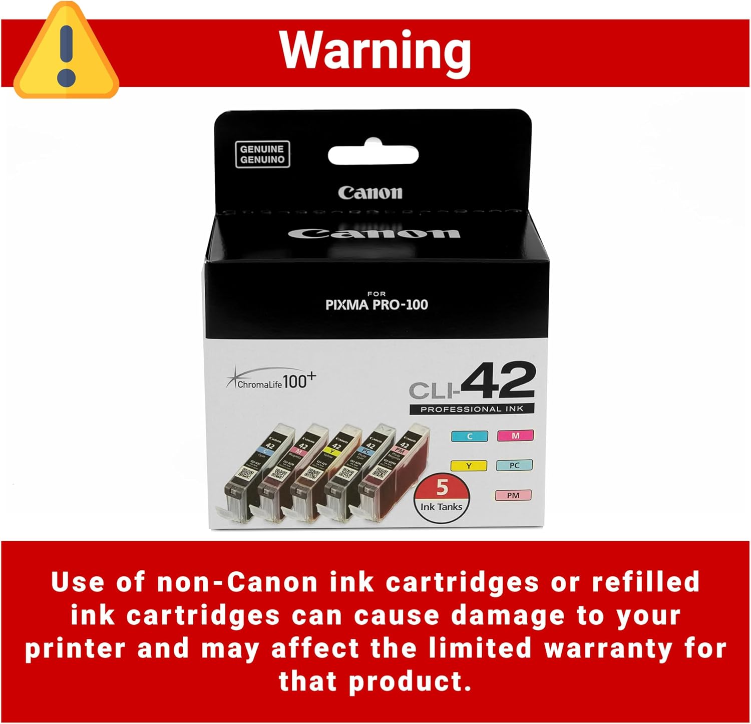 Canon CLI-42 Genuine Five Color Pack, Compatible with PIXMA PRO-100 Printers