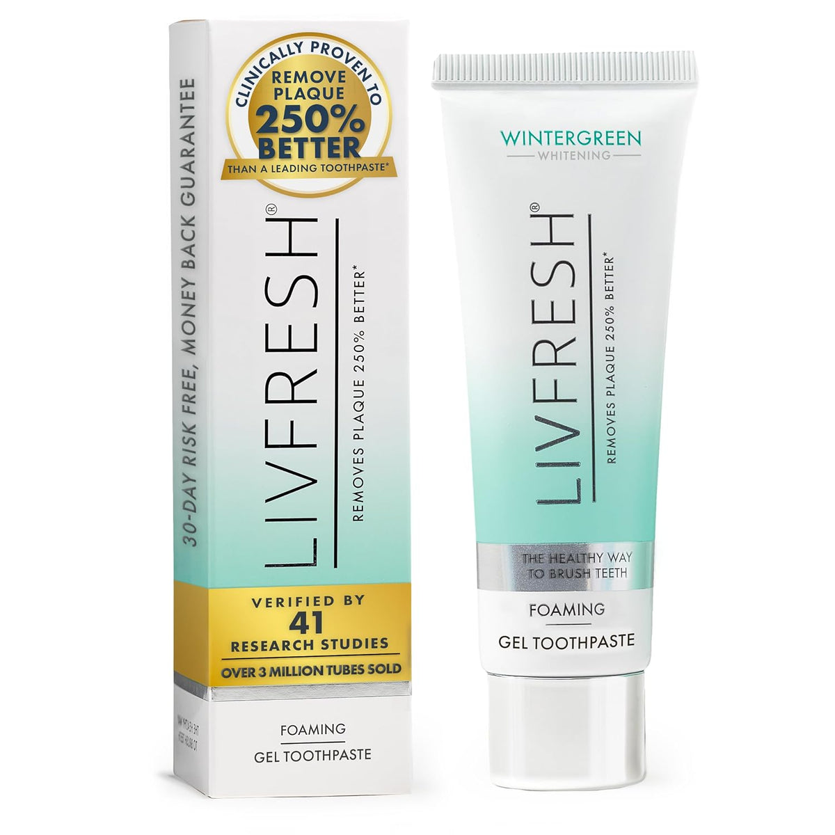 LIVFRESH Toothpaste Gel, Clinically Proven to Remove Plaque 250% Better, Does Not Irritate Gums, Reduces Tartar Buildup, Freshens Breath, SLS Free Dental Gel, Wintergreen