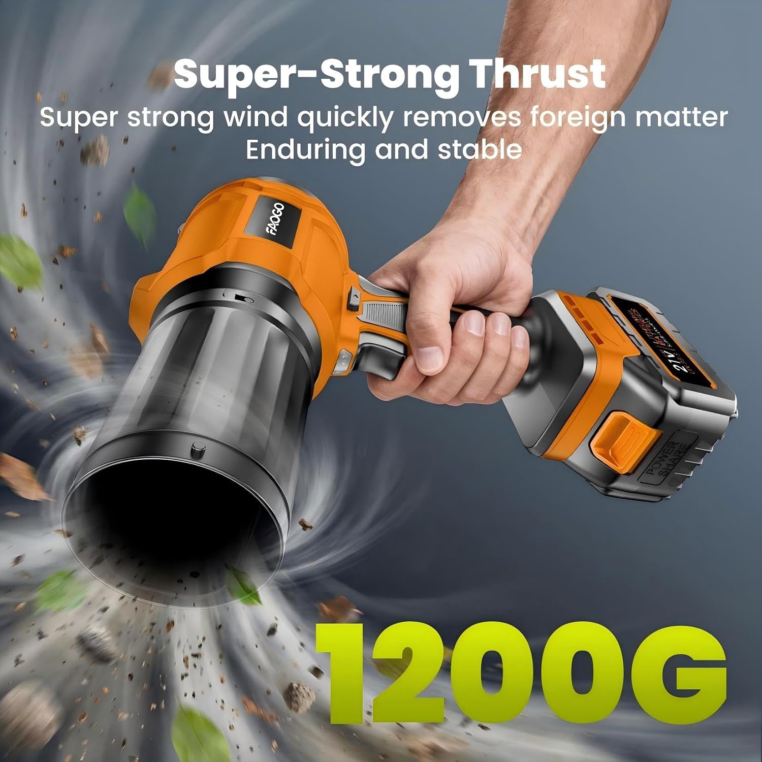 Cordless Leaf Blower with 2 Batteries & Charger - 990,000 RPM Electric Handheld Blower, Lightweight for Lawn, Yard, Patio, Garden Care - Light Orange