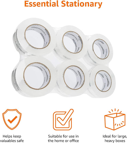 Amazon Basics Packing Tape, Strong & Durable for Moving, Storage, Shipping, Mailing and Sealing, Crystal Clear, 1.88" x 109 Yards, 12-Pack