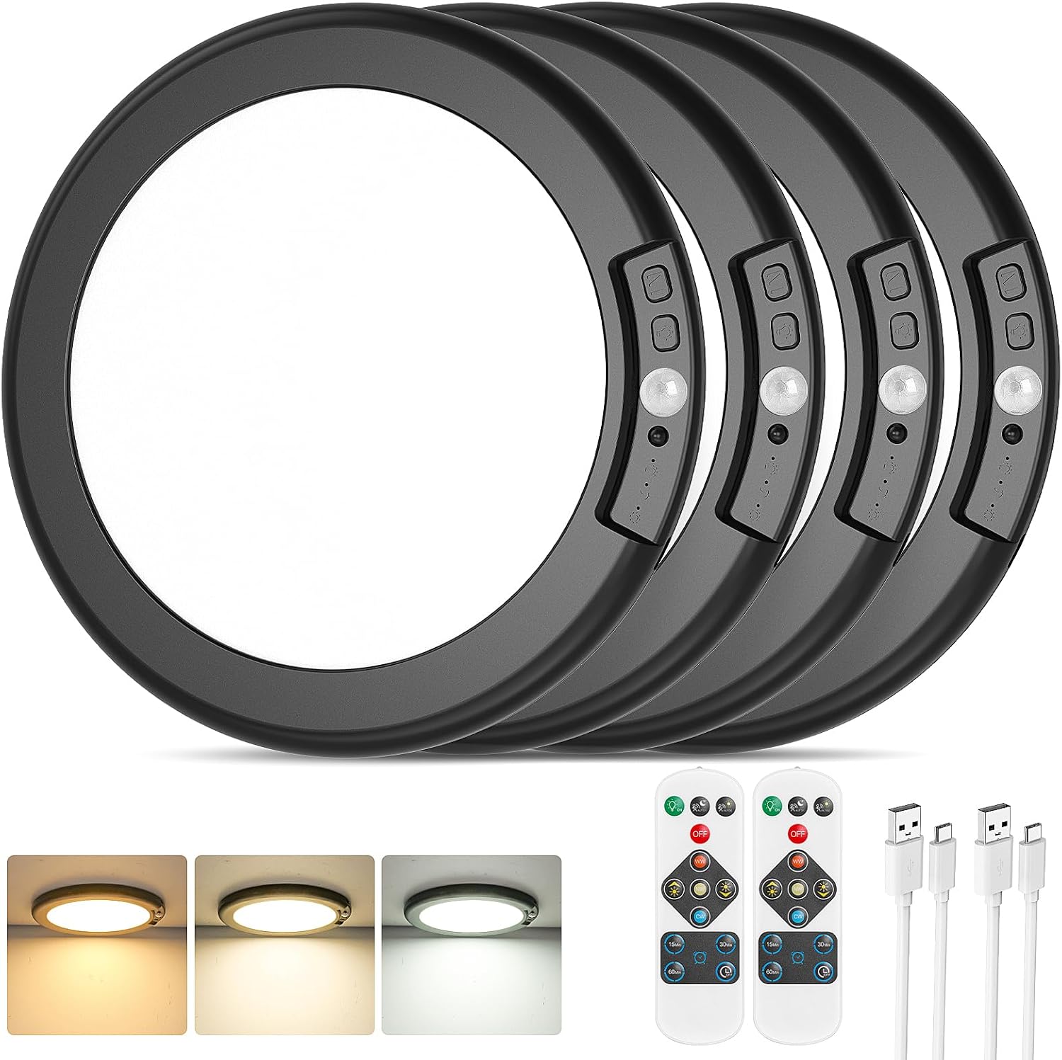 Rechargeable Motion Sensor Ceiling Light, Battery Operated Closet Light