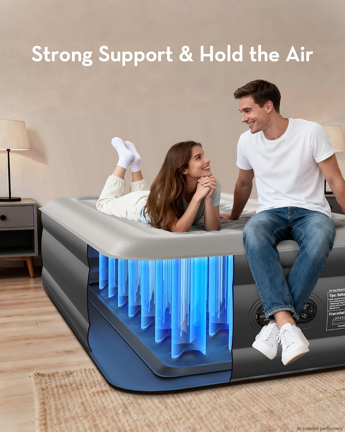 OhGeni Twin Air Mattress with Built in Pump, 18" Raised Blow Up Bed, 500lb