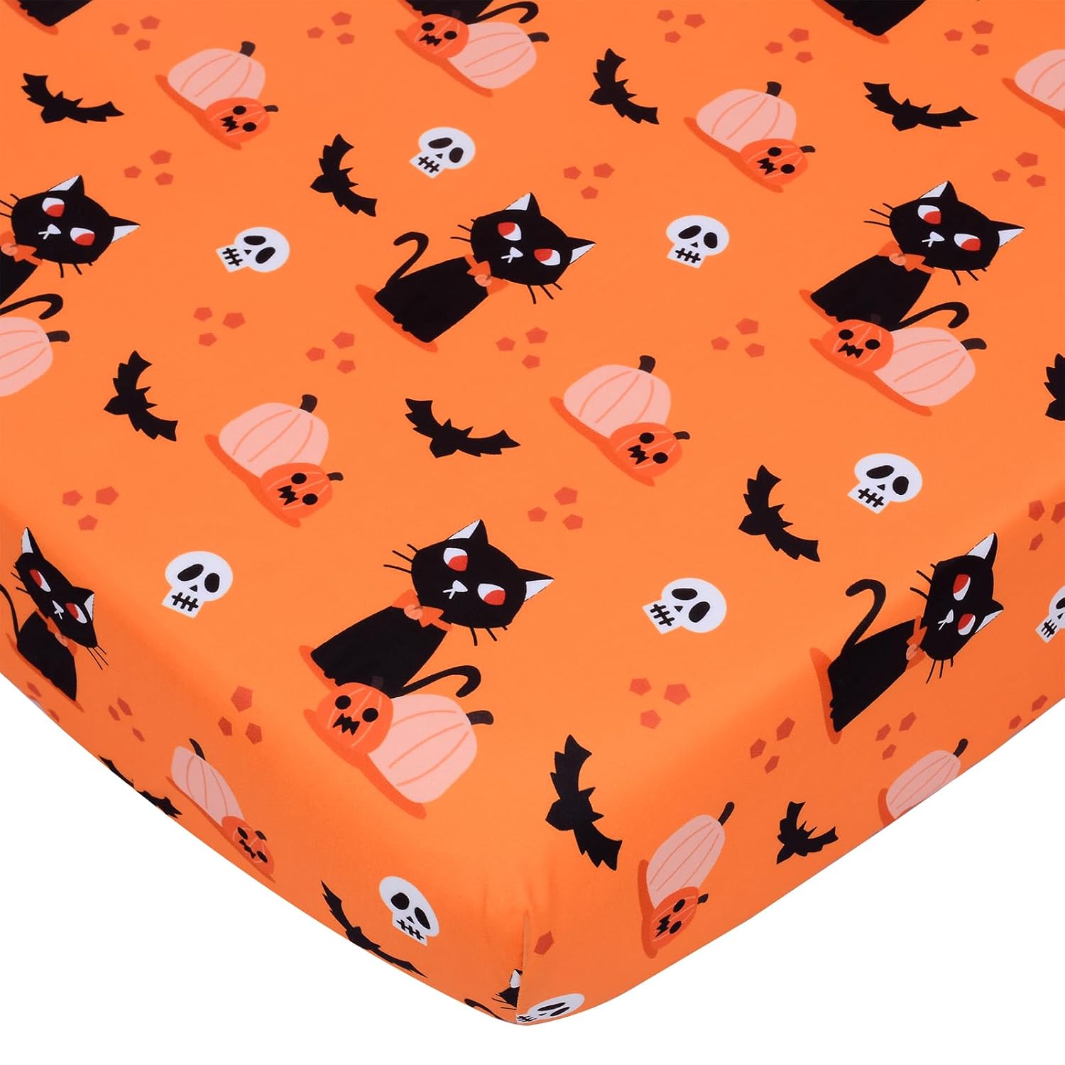 Cloele Halloween Crib Sheet,Pumpkins Cats,Baby Nursery Sheet,52x28in