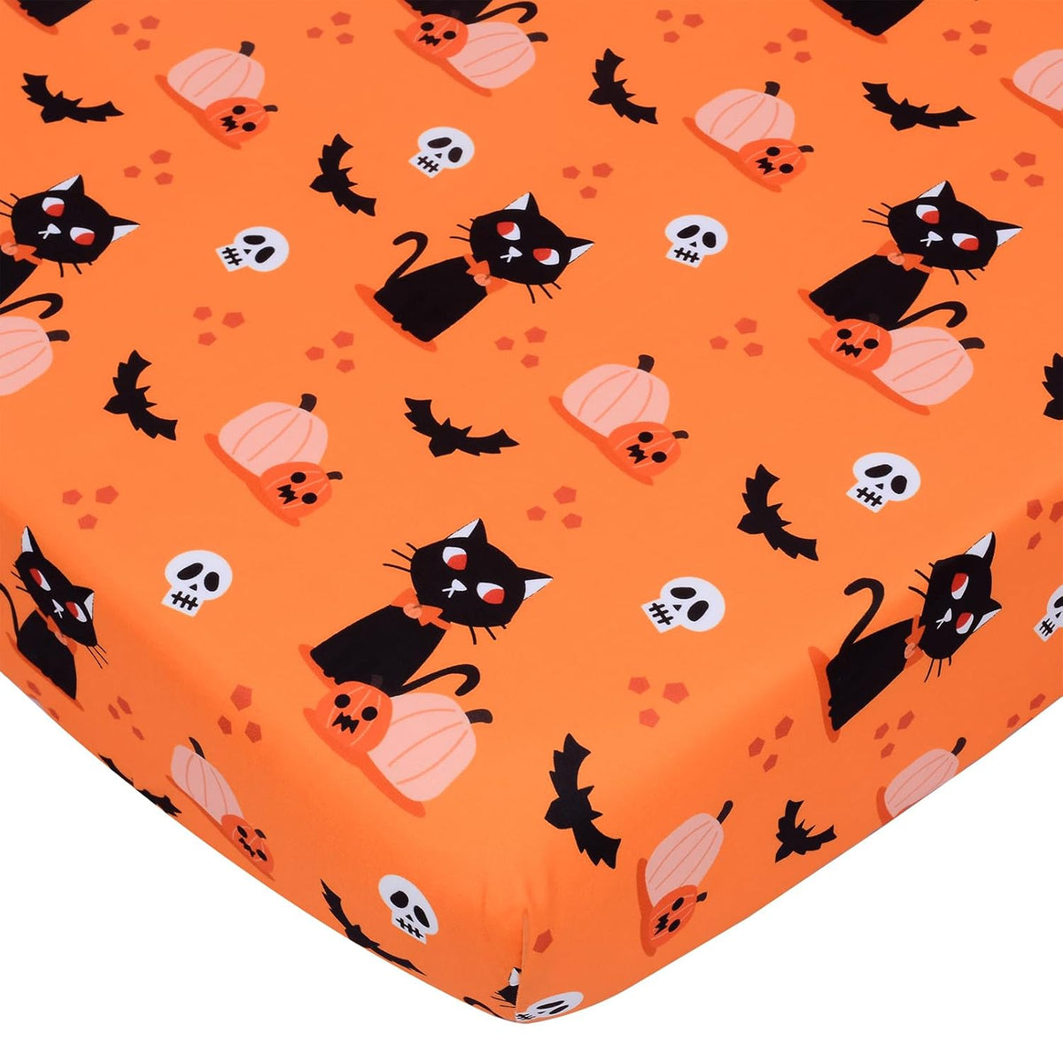 Cloele Halloween Crib Sheet,Pumpkins Cats,Baby Nursery Sheet,52x28in