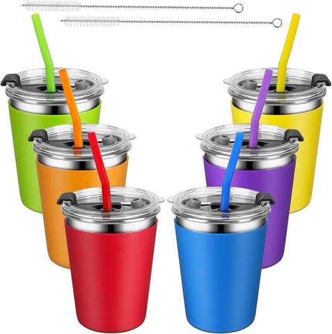 Kids Cups with Lids and Straws, 5 Pack 12oz Spill Proof Straw Cups