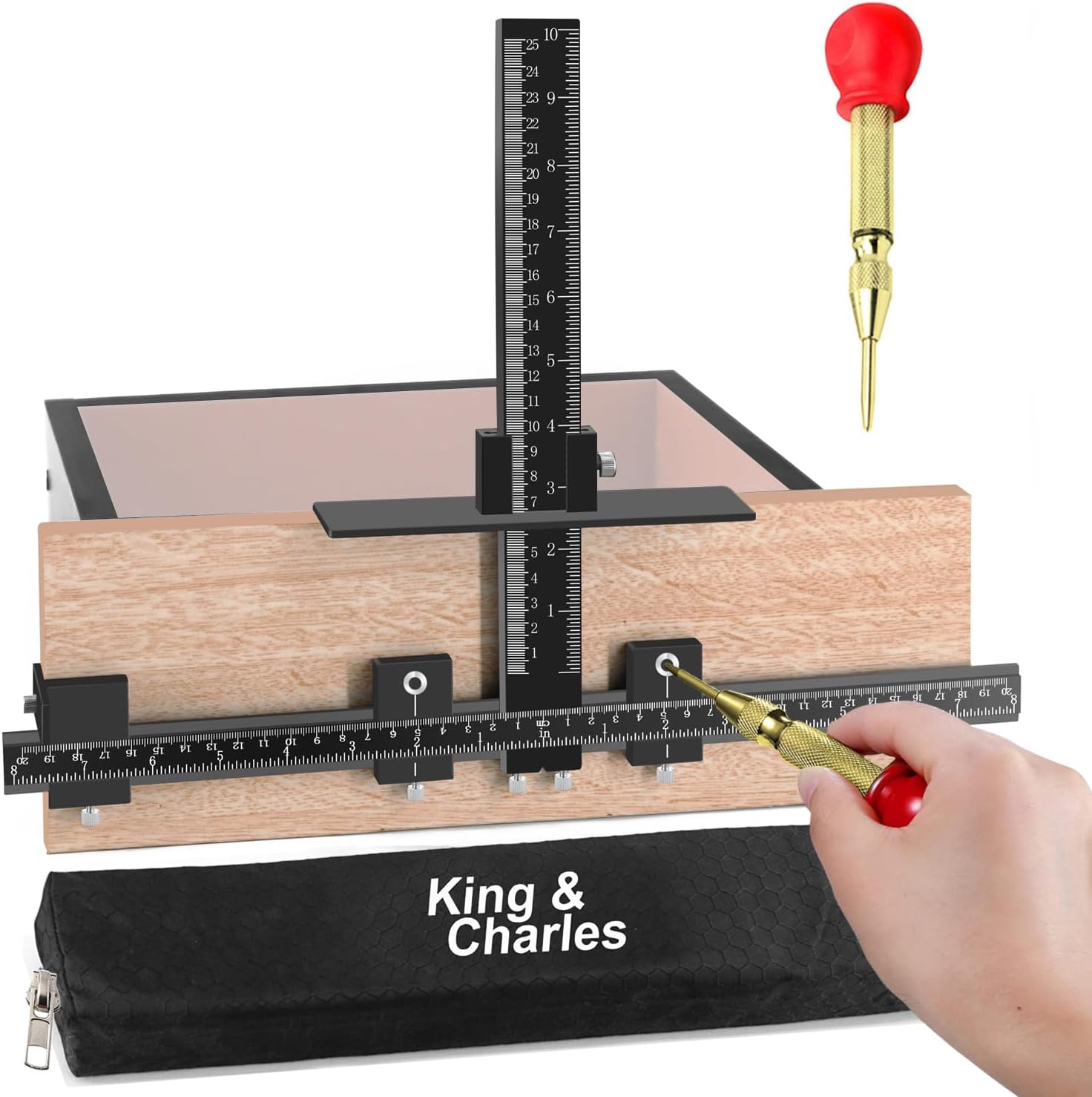 King&Charles Aluminum Cabinet Hardware Jig&Auto Center Punch