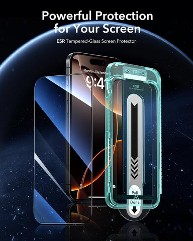 ESR 3 Pack for iPhone 16 Pro Screen Protector, FlawlessFit Tray