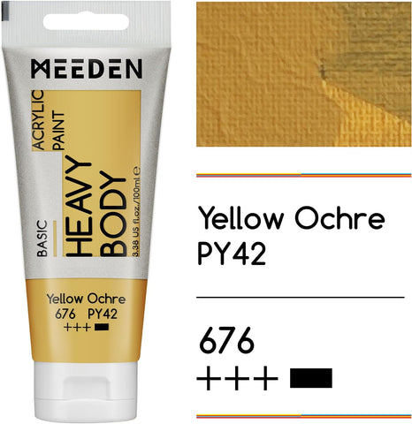 MEEDEN Acrylic Paint Yellow Ochre: 100ml/3.38oz x 2 with Titanium White