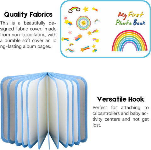 My First Baby Photo Album, 21 4x6 Photos, Soft Cloth, Blue