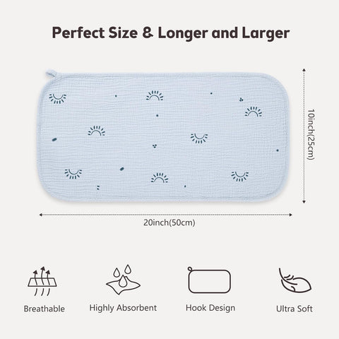 Bearmoss 10 Pack Muslin Burp Cloths, 20"×10" Absorbent Baby Burping Cloths (Blue Star)