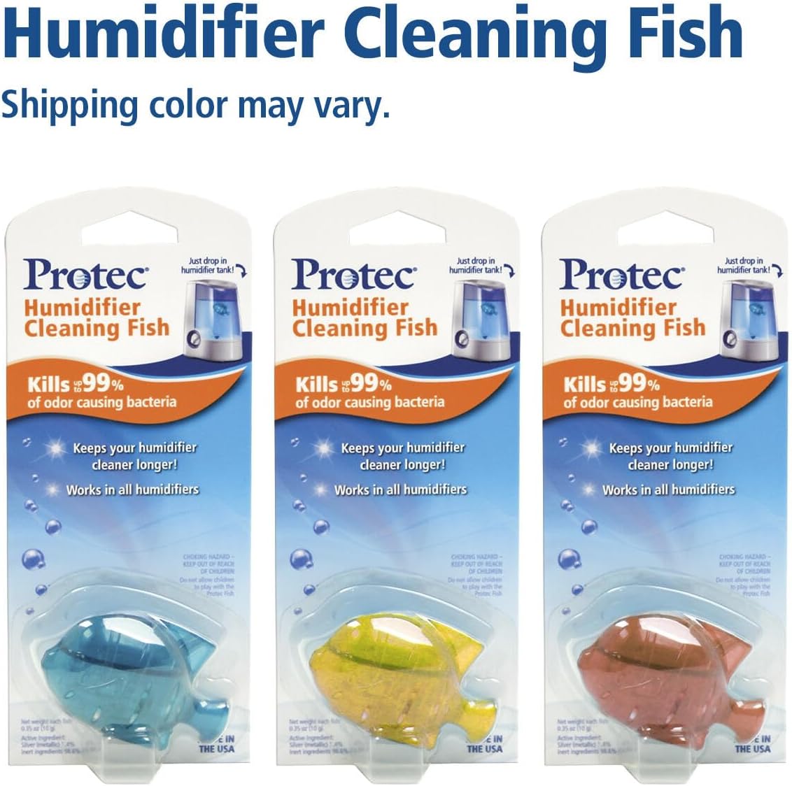 Protec Humidifier Cleaning Fish, Tank Cleaner, Fights Slime & Odor, Lasts 30 Days, 1 Count, Color May Vary