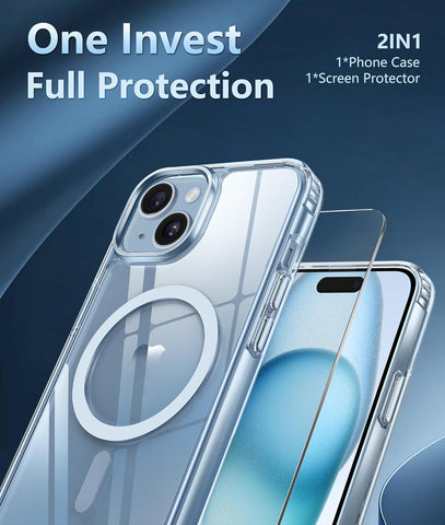 FNTCASE for iPhone 15/14/13 Case Compatible with Magsafe Clear Phonecase