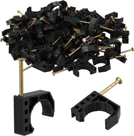 100 Pack 3/4" Half Clamps J-Hook with Nails Set