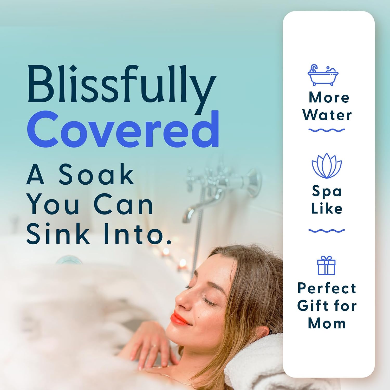 SlipX Solutions Bottomless Bath Overflow Drain Cover Accessory, Aqua