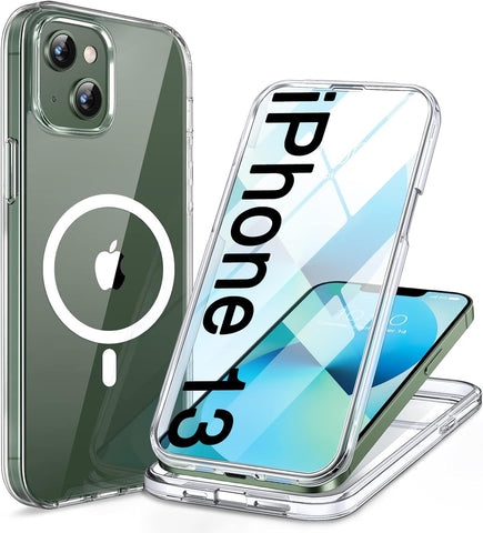 Miracase for iPhone 13 Case 6.1",Built-in Glass Screen Protector,Clear