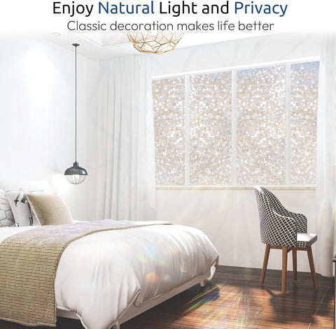 rabbitgoo Window Privacy Film, Decorative Rainbow Clings, 17.5" x 78.7"