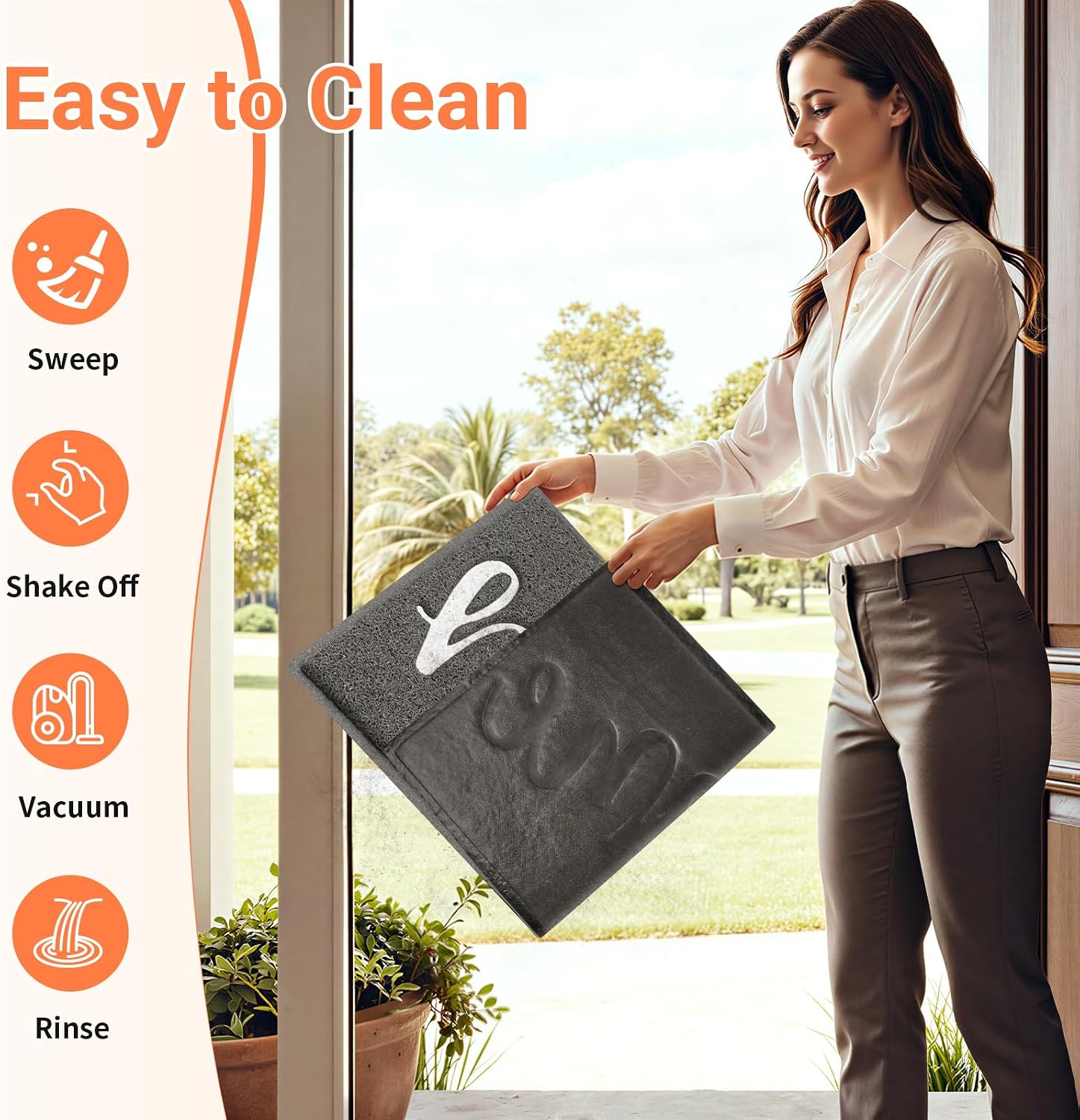 StepLively Door Mat Indoor Outdoor Welcome Mat for Entrance, 30x17.5in Grey