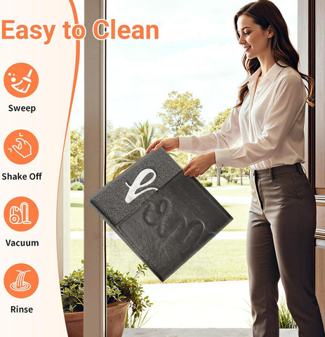 StepLively Door Mat Indoor Outdoor Welcome Mat for Entrance, 30x17.5in Grey