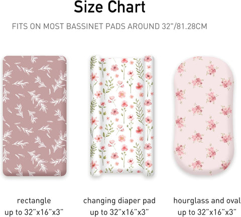 Baby Bassinet Sheets Girl Boy, 3 Pack Fitted Bassinet Sheet