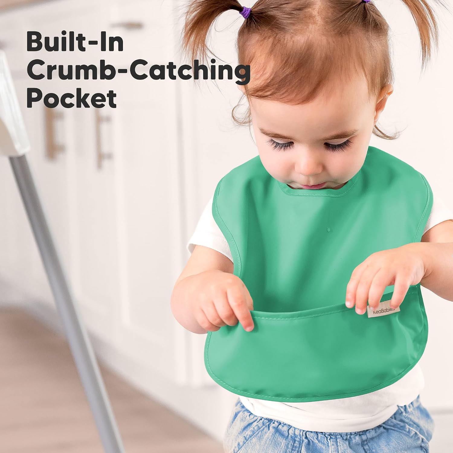 KeaBabies 3-Pack Waterproof Baby Bibs for Eating, Lightweight, Basics