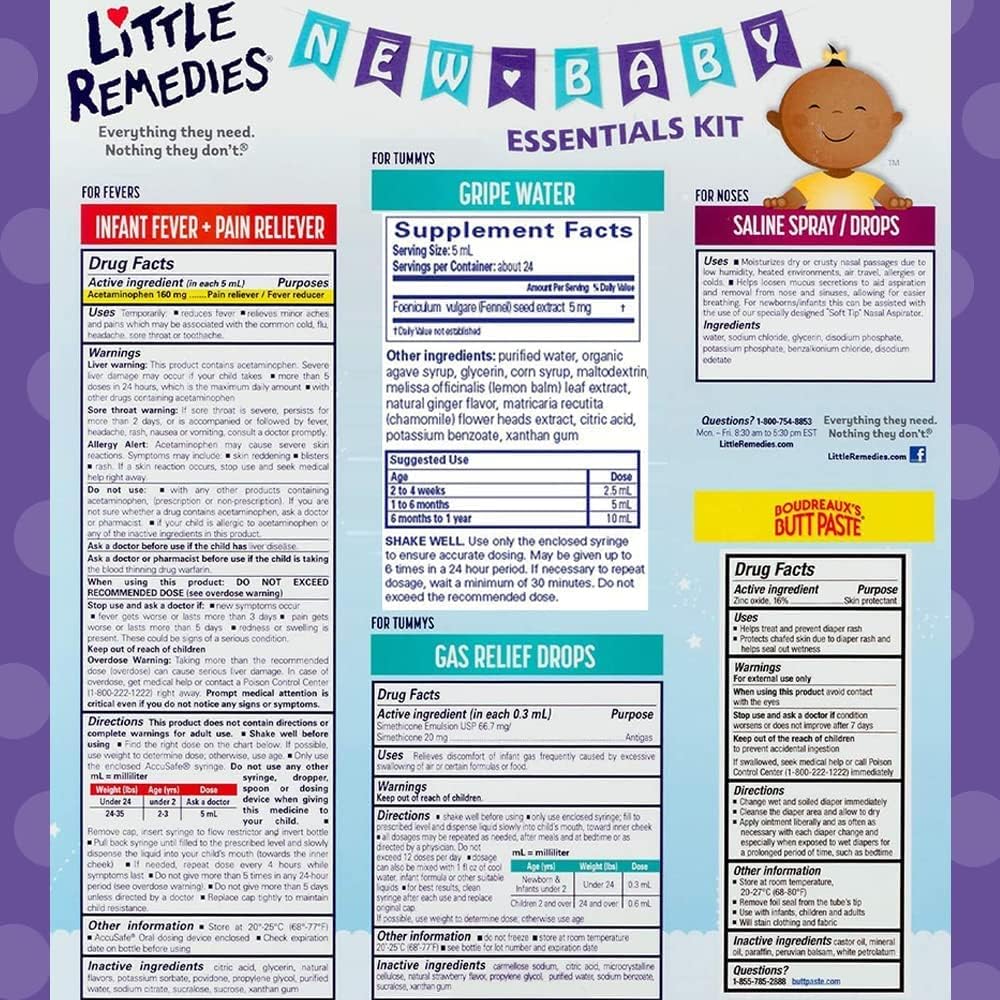 Little Remedies New Baby Essentials Kit, 6-in-1 Bundle for Newborns