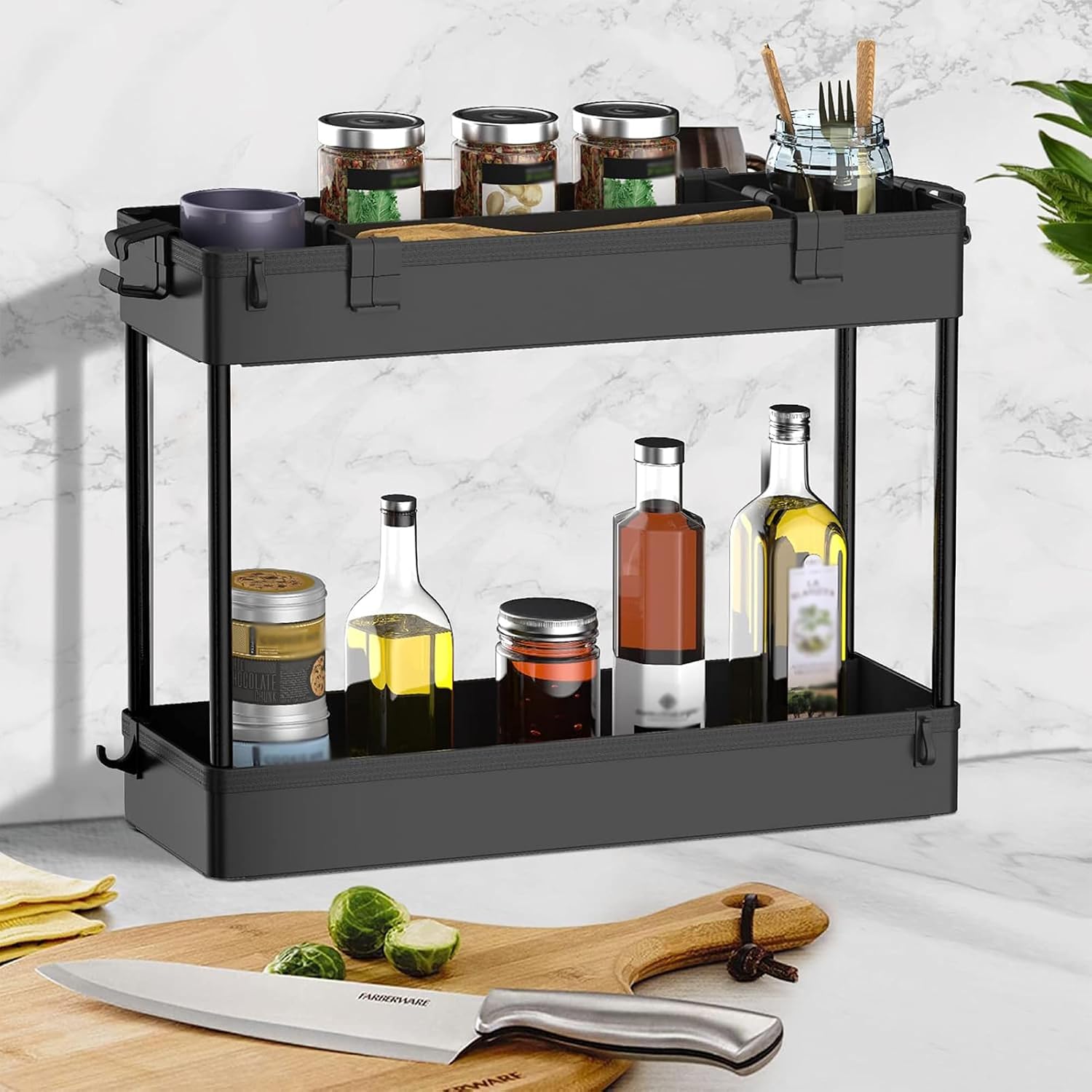 SPACELEAD 2-piece Set Slim Storage Cart 3 Tier,Bathroom Organizer Rolling Utility,Mobile Shelving Unit Slide Out for Office, Kitchen, Laundry Room & Narrow Places
