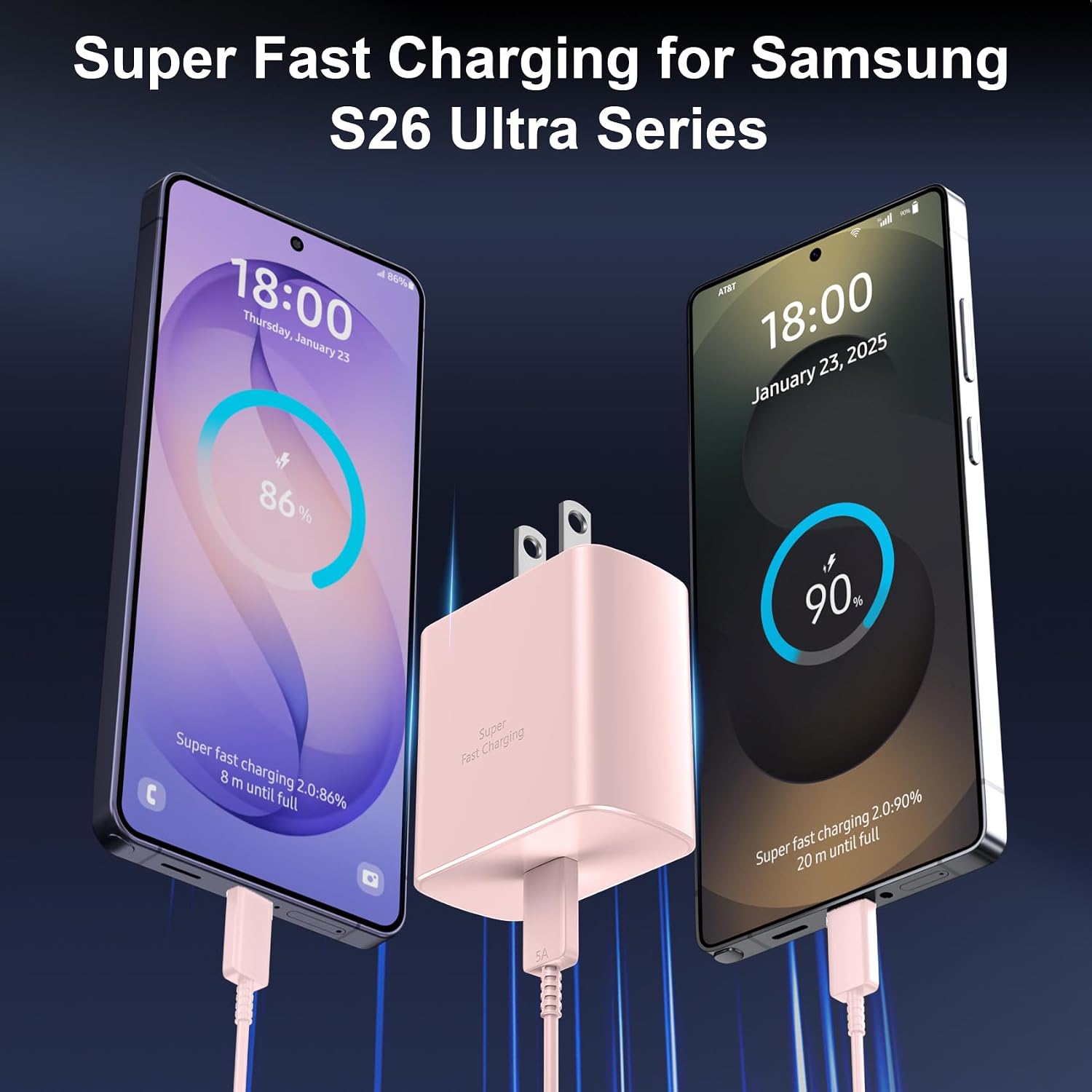 45W USB C Super Fast Charger Type C Charger Fast Charging Android Phone Charger Block with 10FT Type C Charging Cable for Samsung Galaxy S26 Ultra/S26/S26+/S25/S25 Ultra/S25+/S24 Ultra/S23 Ultra/S22