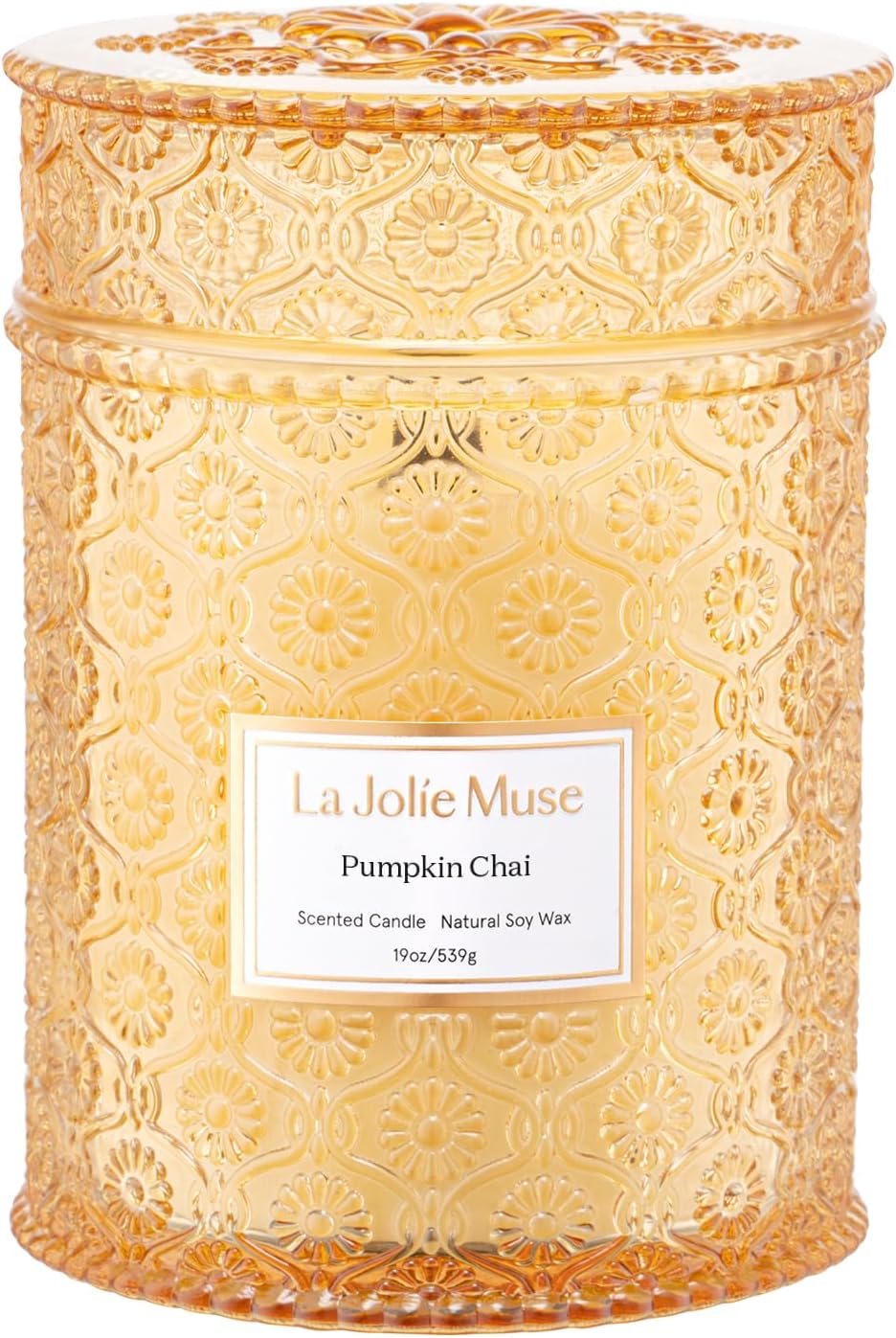 LA JOLIE MUSE Pumpkin Chai Scented Candles for Home, 19 oz Natural Soy Wax