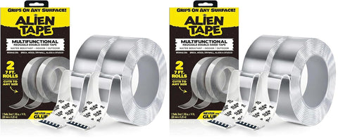 ALIEN TAPE Heavy Duty Double Sided Tape, Nano Tape, Feet Clear Adhesive Tape for Poster Photo Wall Decor As Seen on TV, (1 Roll - 7 Feet)