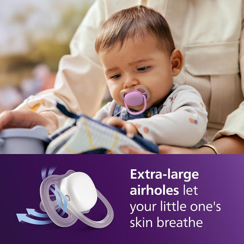 Philips Avent Ultra Air Baby Pacifier for 6-18 Months, BPA-Free, 4-Pack