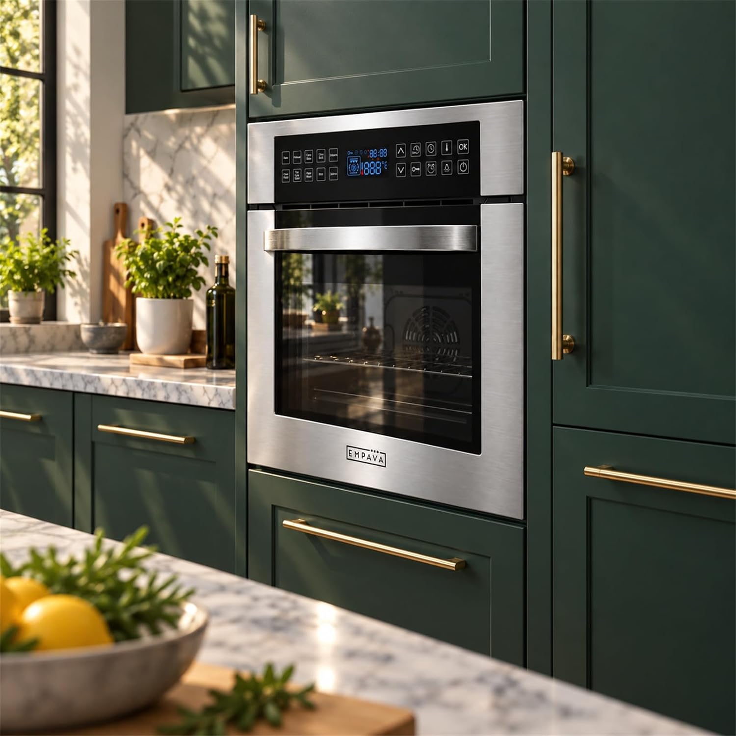 Empava 24 Inch Electric Single Wall Oven with Convection Fan and Rotisserie