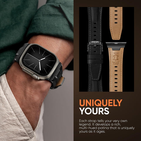 Suitisbest Leather Band Compatible for Apple Watch Ultra Band 49mm 46mm 45mm 44mm 42mm 41mm 40mm, Genuine Leather Replacement Strap for iWatch series 11 10 9 8 7 6 5 4 3 2 1, SE 3 2 1, Ultra 3 2 1